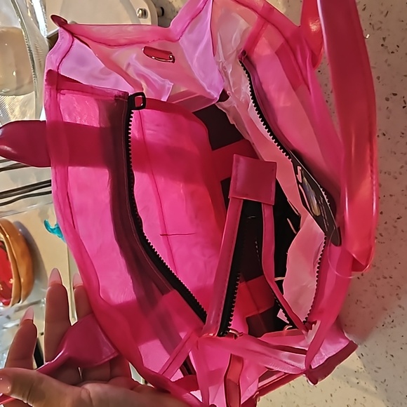 The Tote Bag Beach Pink Bag Mesh Clear Tote - Picture 11 of 11